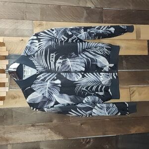 Victoria's Secret PINK zip-up black and white jacket with leaf print - XS